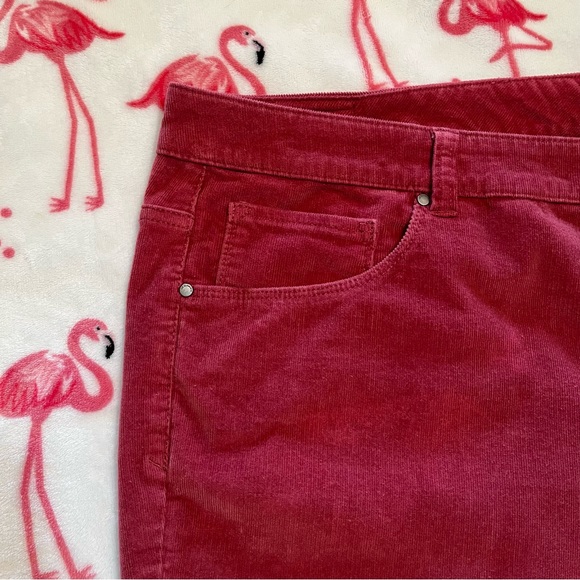 •Liz Claiborne• Corduroy Brick Red Straight Leg Jeans - Size 24W - Picture 3 of 7